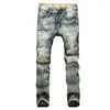 Jeans pour hommes 2023 Straight Beggars Hole European Edition Hipster Nostalgic Frayed Trendy Brand