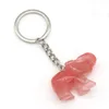 Keychains Elephant Shape Natural Stone Rose Quartzs Red Agates Keychain For Women DIY Jewelry Birthday Gift Size 28x28mm