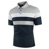 Męskie koszulki polo Business Casual koszulka polo proste paski drukuj lato z krótkim rękawem moda odzież uliczna ubrania typu oversize 230707