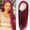 26 Inch 99j Bourgondië HD Lace Front Pruiken Pre Geplukt 13x4 Rechte 100% Menselijk Haar Wind Rode pruik 150 Dichtheid voor Vrouwen