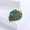 Brooches Trendy Female Crystal Feather Brooch Vintage Leaf For Women Luxury Rhinestone Pins Corsage Badge Gifts