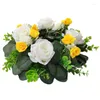 Flores decorativas para la primavera verano Decoración para el hogar Guirnalda de flores artificiales Hecha a mano Eucalipto Lysimachia White Rose Ball Crisantemo Pequeño