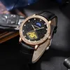 Horloges 2 Stuks Luxe Quartz Horloge Mannen Business Retro Bloem Patroon Carving Horloge Mode Casual Sport Relojes Armbanden Met