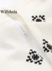 レディースパンツカプリパンツ Willshela 女性ファッション亜麻刺繍フロントジッパーストレートヴィンテージハイウエスト全身女性のシックな女性のズボン 230707