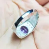 クラスターリング男性リングナチュラルリアルブルートパーズ 925 スターリングシルバー 2.5CT 宝石ファインジュエリー C951513