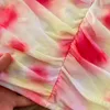 Abiti casual Moda estiva Cinturino sexy Appeso al collo Stampa tie-dye Reggiseno pieghettato Vita avvolta Abito corto avvolgente