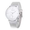 Relógios de pulso 2023 moda feminina relógio prata malha respirável pulseira de aço inoxidável quartzo simples relógio feminino Montre Femmes