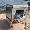 BBQ Grillar Rostfritt stål Grill Spis Bärbar Vikbar Grill Ved Multifunktion för Fiske Vandring Överlevnad Köksredskap Verktyg 230707