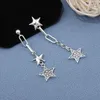 Boucles d'oreilles pendantes Long Tassel Drop Créateur de mode Asymétrique Pentagram Décoratif 925 Sterling Silver Women