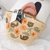 Bolsas de noite coloridas pequenas bolsas de flores palha vime bolsa pastoral única moda feminina praia