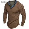 Męskie koszulki polo Plus rozmiar 3xl męskie Patchwork t-shirty 2023 ameryka europa stylowe topy męskie swetry z długimi rękawami Casual Ruched koszula odzież 230707