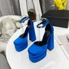 Aevitas Purple Crystal-Embellished shoes black pink blue satin Double platform Pumps chunky high Heels sandals women Dress shoe Evening factory 02Pm#