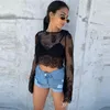 Women's T Shirts 2023 Spring/Summer Product INS Sexy Slim Perspective Lace Top For Casual Wear