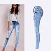 Jeans da donna 2023 Summer Style Vita bassa Sky Blue Patchwork Skinny Tights Women Pencil High Stretch Sexy Push Up Fashion Jean