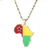 Pendanthalsband Afrika Guinea-Bissau Map Flag Halsband Guld Färg Rostfritt stål Afrikansk smyckespresent