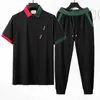 Men's Tracksuits Designer Summer Sets Mens Red green stripe letter embroidery Lightning Running Suits T-Shirt Short Sleeve pants classical Sportswear shirt suit V0G