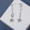 Boucles d'oreilles pendantes Long Tassel Drop Créateur de mode Asymétrique Pentagram Décoratif 925 Sterling Silver Women