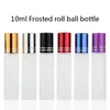 10ml Glass Roll On Bottles White Frosted Rolls Beaded Bottle Perfume Split-bottle Portable Mini cosmetics Empty-Bottles by sea T9I002368