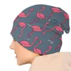 Basker Rosa Flamingo Bird Beanies Kepsar Herr Kvinnor Unisex Streetwear Vinter Varm Stickad Mössa Vuxen Bonnet Hattar