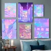 Night City Pop Kyoto Canvas Painter Poster City Street Midnight Matsuri Pink Painting Wall Art Home Kawaii Room Decor Canvas Poster