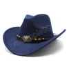 Herbst Winter Fedora Hut Für Frauen Männer Vintage Wolle Mischung Western Cowboy Hut Breite Krempe Cowgirl Jazz Sombrero Kappe