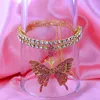 Bracelets de cheville Caraquet Bling cristal Tennis chaîne grand papillon cheville pour femmes mode charme pied strass bijoux