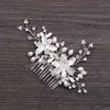 Flower Hair Comb Wedding Hair Clips Floral rhinestone Pearls Hair Accessories Jewelry For Women Hair Ornaments Tiaras Headpiece