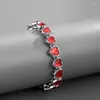 Bedelarmbanden Trendy Goud Koperlegering Rood Hart Zirconia Voor Vrouwen Mode Accessoires Bruiloft Verjaardagscadeau