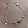 Link Bracelets Star Moon Pulsel para niña Temperamento coreano Half Heart 2023 Estudiantes novias hermanas de cadena