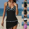 Women's Swimwear Womens With Shorts Swimsuit Top Longer Bra Support Bikini Beach Vacation Drawstring V