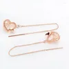 Boucles d'oreilles pendantes 585 violet plaqué or 14K Rose oreille ligne creux coeur petit papillon pour les femmes mode bijoux de mariage