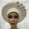 Stof en Naaien afrikaanse headtie tulband nigeriaanse aso oke stof moslim hoofddeksels gele head wrap sego headtie hoge kwaliteit 230707