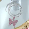 Anklets Caraquet Bling Crystal Tennis Chain Big Butterfly Anklet dla kobiet Fashion Charm Foot Rhinestone Jewelry