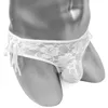 Onderbroek Bloemen Kant Sissy Pouch Slipje Lace-Up Heren Slips Ondergoed Met Bulge See Through Sheer Sexy Lingerie Man