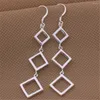 Dangle Earrings Fashion 925 Silver Colour Square Rhombus Long For Women Luxury Designer Jewelry Party Wedding Accessories Gifts