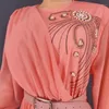 Vêtements ethniques L-3XL Mode Dames Perlée Taille Haute A-ligne Robe En Mousseline De Soie Dashiki Élégant Africain Femmes Parti Maxi Ening Robes Caftan
