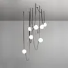 Lustres Lampes Suspendues 2023 Tendance Lustre Para Sala Estar Pour Salon LED Art Déco Ceinture Magique Bulles De Verre Lustre Éclairage