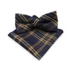 Bow Ties Men's Formal Stripe Plaid Hankerchief Adjustable Tie Set Vintage Fabric Of Business Suit Hankies Bowtie Party Accessories