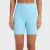 L364 Shorts com nervuras cintura alta shorts de ioga curtos casuais calças de moletom de cor sólida femininas calças curtas justas