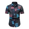 Herren-Freizeithemden, Designer-Hemd, Sommer-Strand-Stil, hawaiianischer Baumwoll-Leinen-Druck, Revers, kurze Streetwear, Camisas