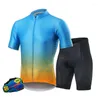 Ensembles de course maillot de cyclisme et cuissard à bretelles respirants et ajustés avec poche vêtements d'impression de mode à manches courtes