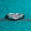 Cluster Rings 925 Sterling Silver D Color Moosanstone Wedding Ring Cubic Diamond Women's Premium Jewelry Promises Eternal Romantic F