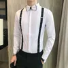 Męskie koszule Tuxedo Shirt i Bowtie Chest Plisowany Pasek Długi rękaw Slim Fit Prom Bluzka Czarny Czerwony Biały Ślubne Topy Społecznościowe 230707