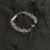 Link Bracelets LIVVY Silver Color Double Layer Chain Trendy Vintage Cross Geometric Punk Party Jewelry Wholesale