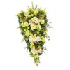 Dekorativa blommor Teardrop Krans Blommig Swag Spring Vägg Fönster Ytterdörr Garland