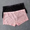 Unterhosen Spitze Druck Transparente Höschen Herren Unterwäsche Boxershorts Low Rise Frauen Sexy Dessous Durchsichtig Mann Unterhose Männlich