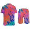 Heren Trainingspakken Tie Dye Heren Sets Vintage Print Casual Shorts Zomer Noviteit Vakantie Overhemd Set Korte mouw Bedrukt Oversized pak Cadeau-idee