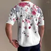 Hommes t-shirts mode imprimé fleuri tricoté Polo hommes vêtements 2023 à manches courtes mince t-shirts haut pour homme Streetwear O cou côte pull