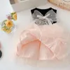 Mädchen Kleider 2023 Mädchen Sommer Kleid Baby Kinder Zurück Flügel Mesh Kuchen Tutu Kinder Prinzessin Geburtstag Vestidos Kleidung