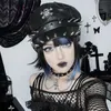 Miumn Harajuku Punk Style PU Leather Beret Hats Dark Gothic Grunge Skull Rivet Casual Black Caps Rock Chic Streetwear
